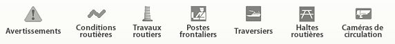 Avertissements, conditions routi�res, travaux routiers, postes frontaliers, haltes routi�res, traversiers, cam�ras de circulation.