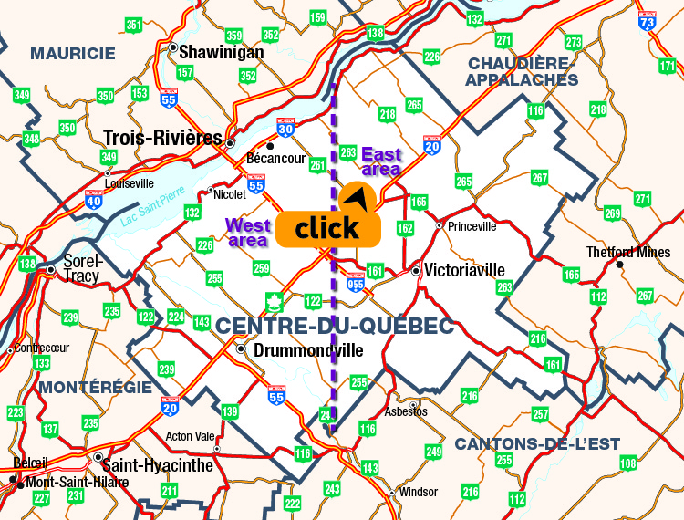 Map of Centre-du-Qubec - Click here for detailed map.