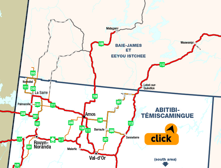 Map of Abitibi-Tmiscamingue (north) - Click here for detailed map.